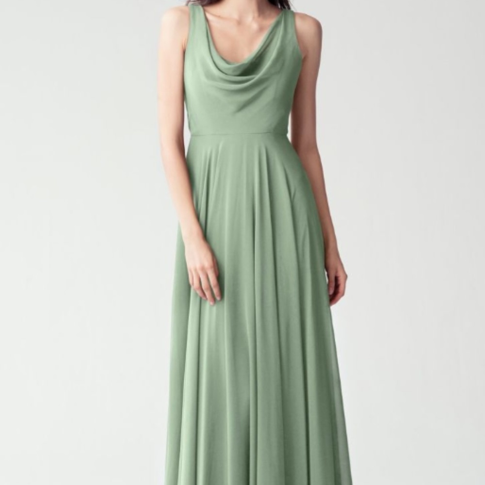 Jenny Yoo Liana Dress Chiffon in Sea Glass
